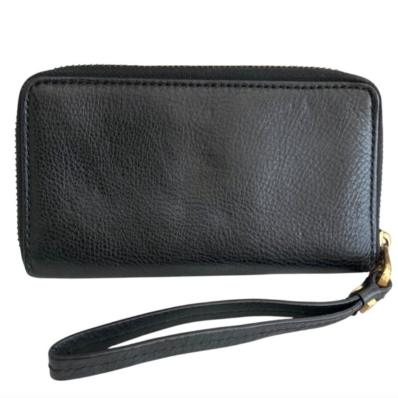 MARC BY MARC JACOBS Classic Q Italian Pebbled Leather Wristlet Wallet Zip Black - Picture 3 of 9